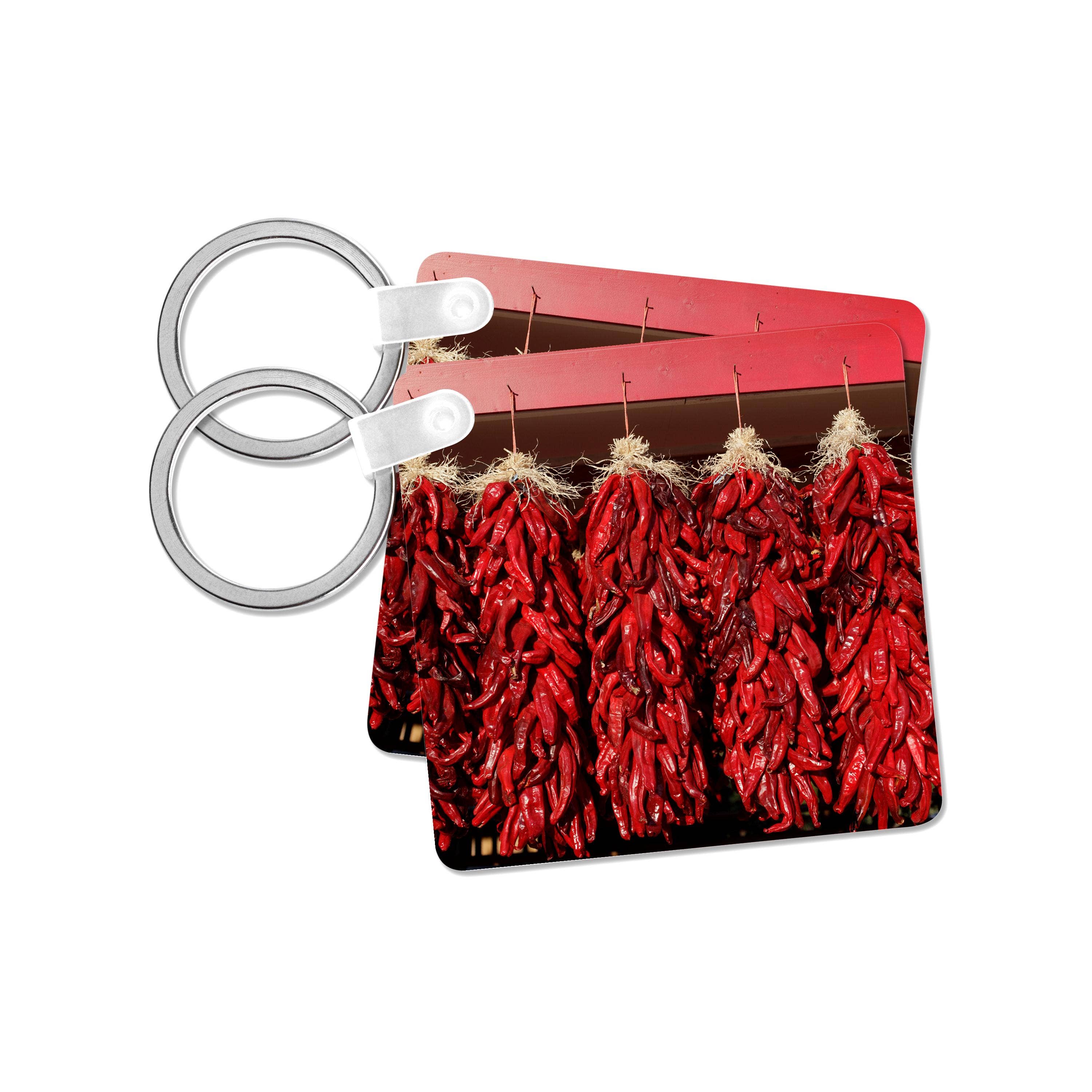 3dRose - Wholesale Keychain - Unisex - 3dRose, Image of Chili peppers drying in the sun, Velarde, New Mexico, USA., Key Chain
