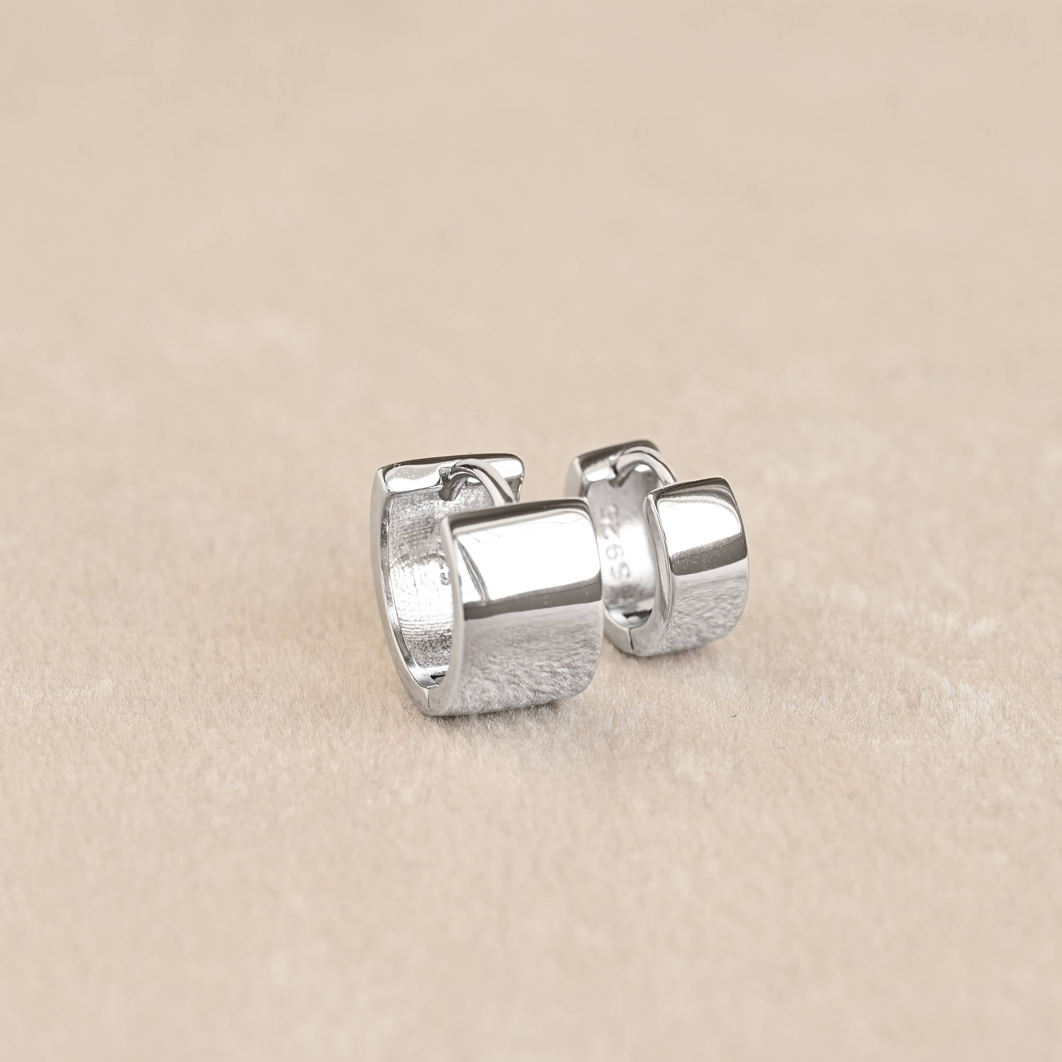 Blueyejewelry - Wholesale Huggie Earrings - Sterling Silver Bold Hoops - Silver Wide Small Huggie Hoops1