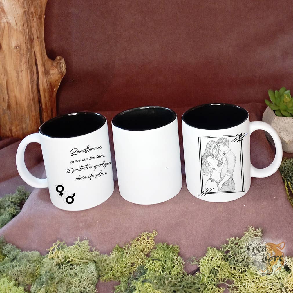 Creatigre - Venta al por mayor Taza - Taza erótica blanca/negra para pareja heterosexual, estilo manga 80