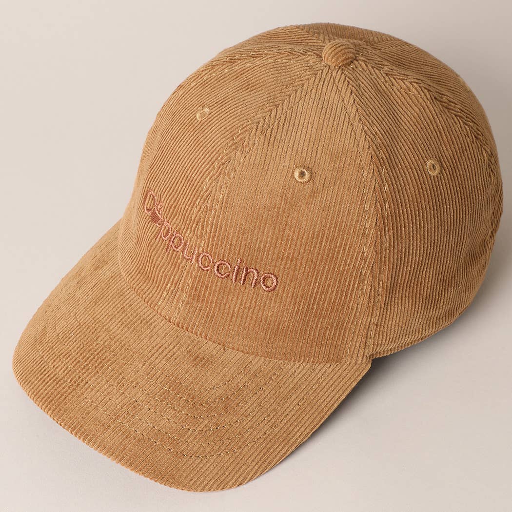 Fashion City - Wholesale Baseball Cap - Women's - Cappuccino Letter Graphic Embroidery Corduroy Cap7