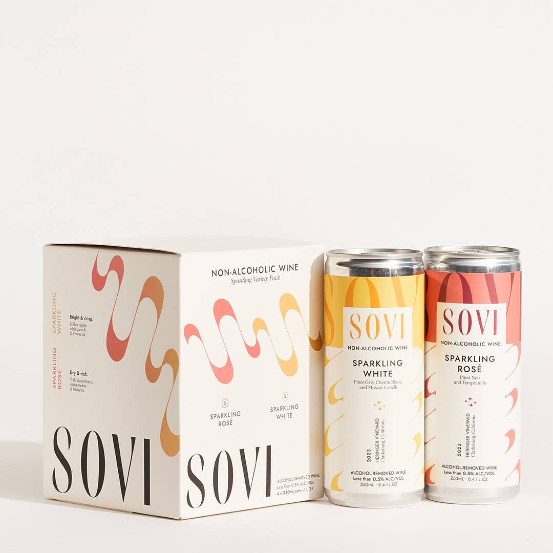 Sovi Wine Co. - Wholesale Non-Alcoholic Spirits/Wine/Beer - Sparkling Variety - 4-Pack Cans - Non-Alcoholic Wine4