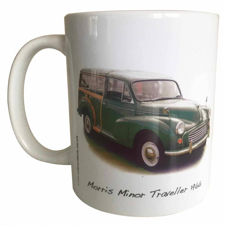 Morris Minor Traveller 1966 (vert) - Mug en céramique 11 oz pour la vente par Witherden's Workshop