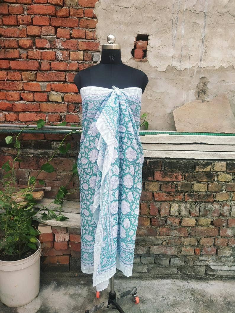 GYPSY STUDIO - Wholesale Scarf - Women's - Hand Block Print Cotton Scarf Beach Sarong Soft Voile Fabric7