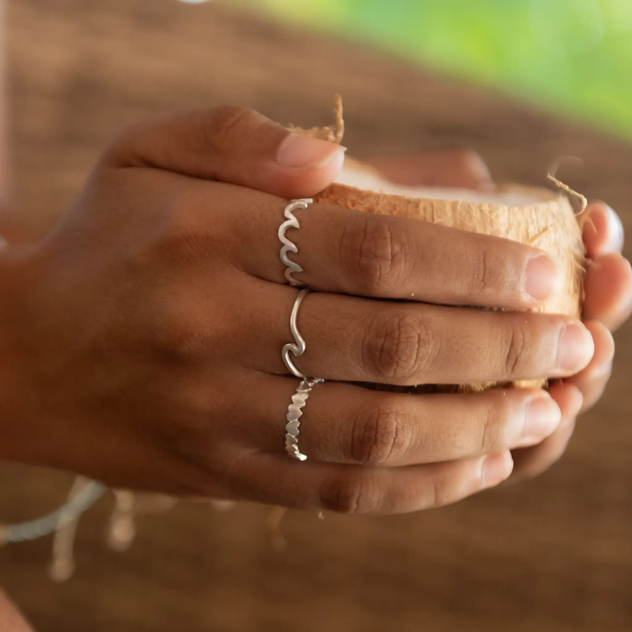 Pineapple Island - Wholesale Band/Stacked Ring - Surfer Girl Adjustable Wave Ring5