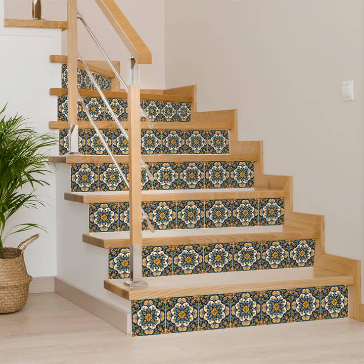 Mi Alma LLC - Wholesale Wall Tile - Colorful Mexican flower tile stickers easy for DIY kitchen renovation Model - C24