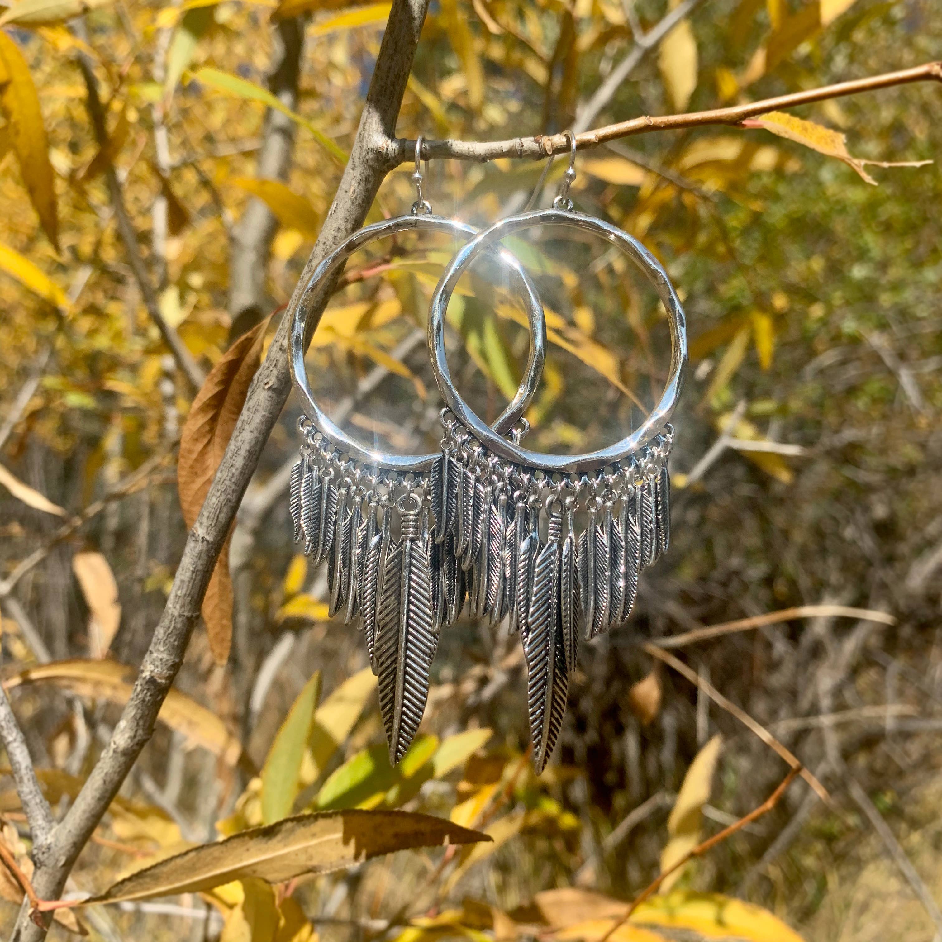 Hiouchi Jewels | Rose & Bolt Grateful Dead Jewelry - Wholesale Dangle Earrings - Birds of a Feather Hoop Earrings ~ Silver3