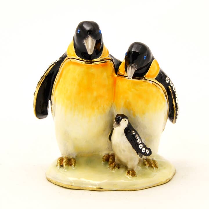 Penguin Family Trinket Box Made with Austrian Crystal Enamel for wholesale by Ciel Collectables