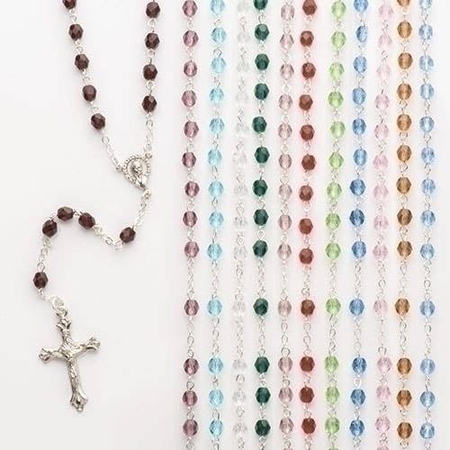 Roman - Wholesale Decorative Tabletop Object - Birthstone Rosary; 12 Assorted Colors, Display included0
