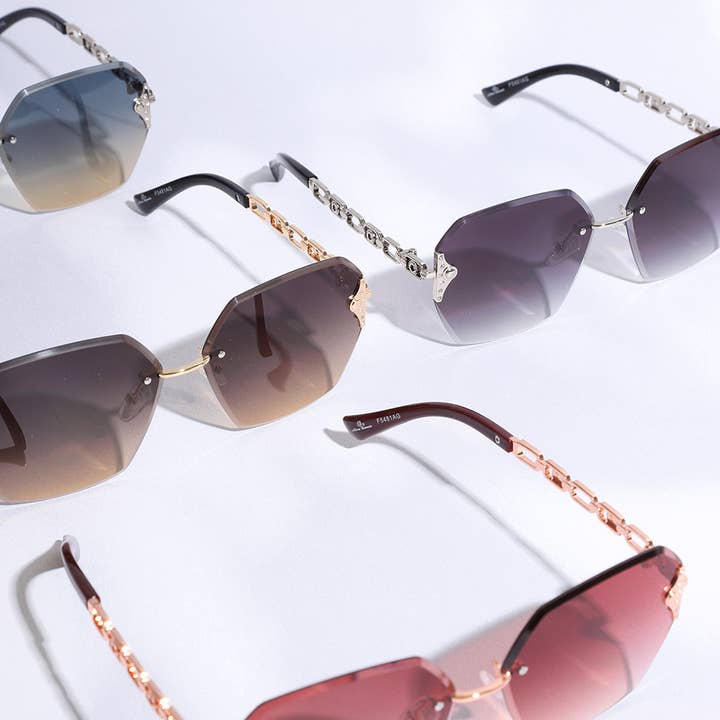 ASSORTED COLOR Hexagon Lenses Linked Design Legs Sunglasses for wholesale on Faire11