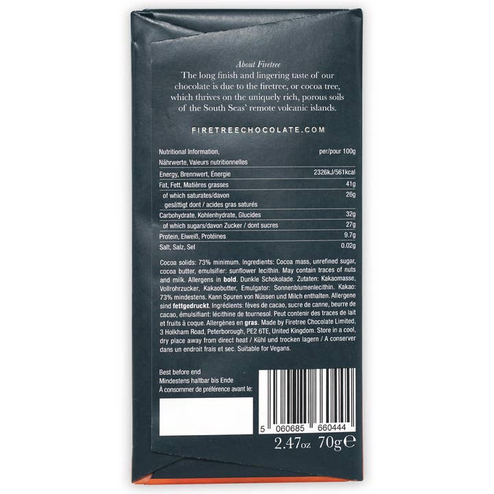 Bar & Cocoa Chocolate - Wholesale Chocolate Bar - Firetree Dark Philippines 73% (Volcanic Chocolate)