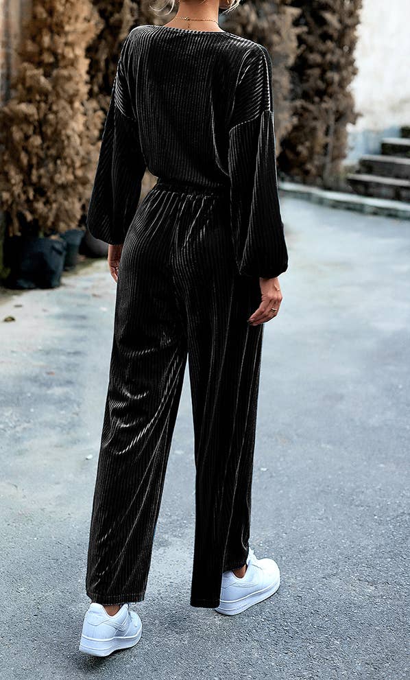 HIDDENBRAND - Wholesale Top & Pant Set (NOT Loungewear) - Women's - Women's Velvet Suit Casual Two Piece8