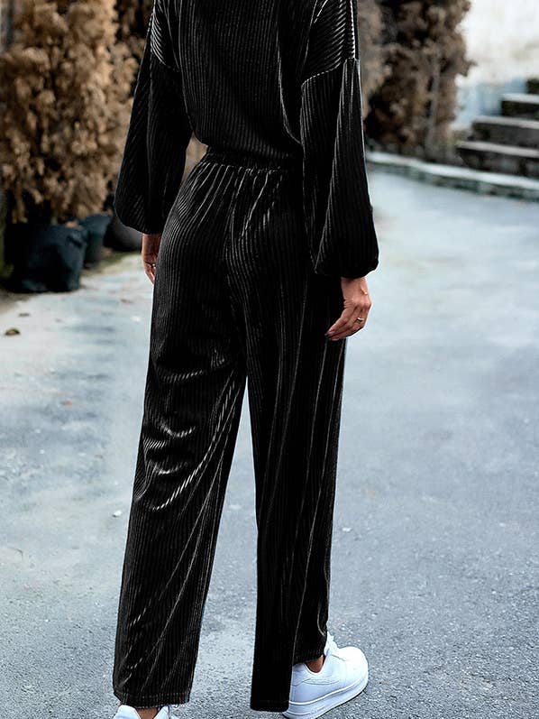 HIDDENBRAND - Wholesale Top & Pant Set (NOT Loungewear) - Women's - Women's Velvet Suit Casual Two Piece8