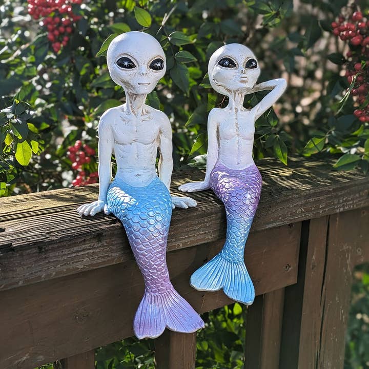 John Bernard & Company - Wholesale Decorative figurine - Mermalien Dude 10 inch Tall Merman Alien Statue Shelf Sitter4
