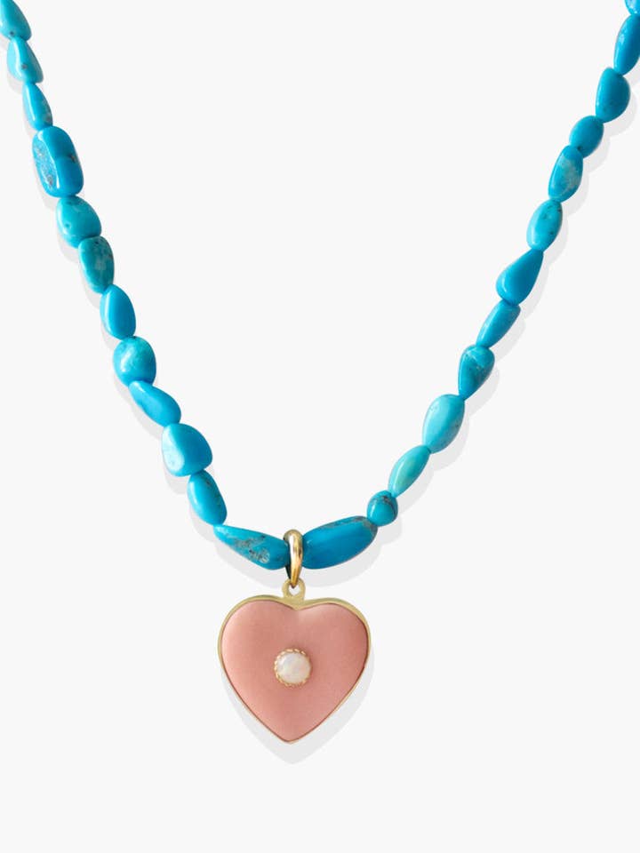 Collier Turquoise Cœur Heureux pour la vente par Vintouch Jewels