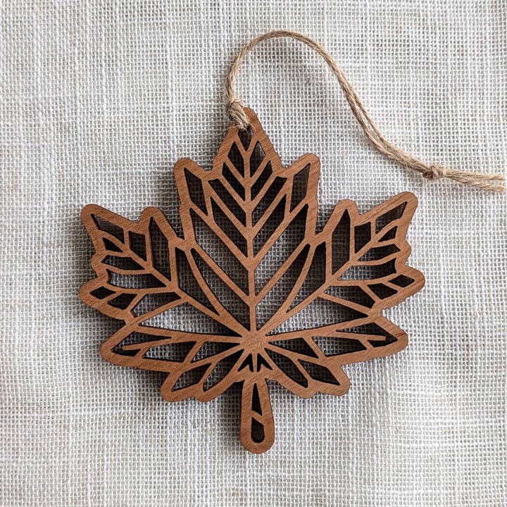 Maple Leaf Cutout Ornament - Canada Wood Souvenir, Christmas for wholesale by Foxwood Gifts Canada
