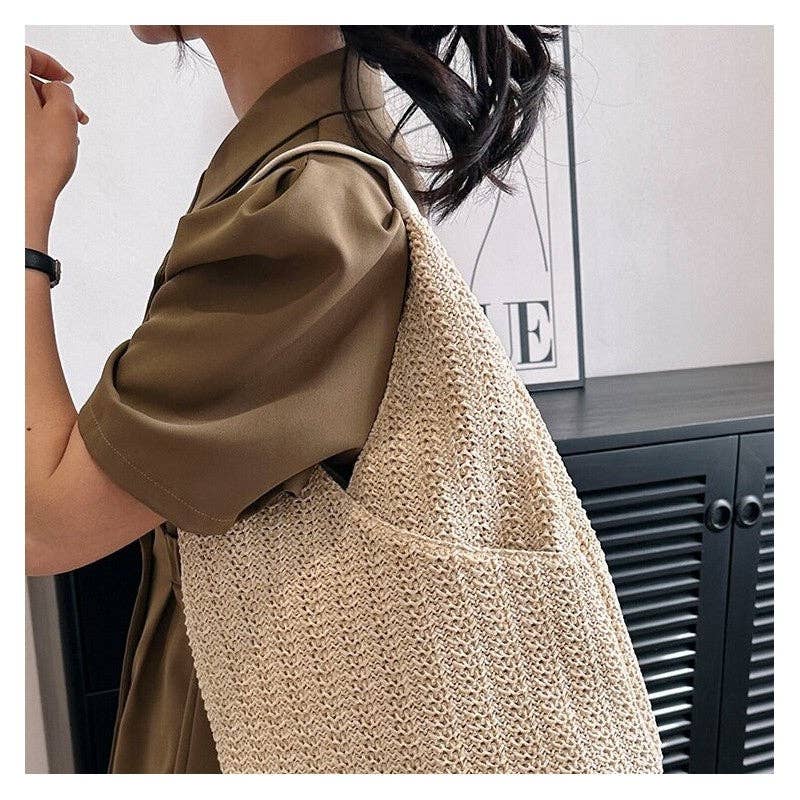 UZ Wholesale Store – Großhandel Tragetasche – Damen – Stylische, übergroße Tragetasche aus Strohgeflecht mit viel Stauraum6