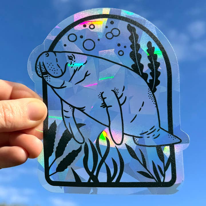Manatee Suncatcher Window Sticker, Florida Window Decal for wholesale by Art by Sharell