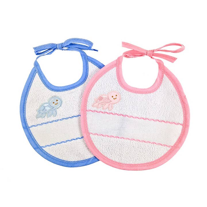 SAMMY round bib to embroider, diameter 20 cm, in terry cloth with ties for wholesale by Almatex srl