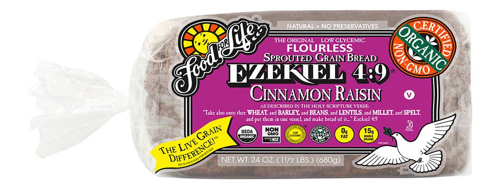 KeHE Distributors, LLC - Wholesale Granola - Food For Life Organic Ezekiel 4:9 Cinnamon Raisin Sprouted Whole Grain Bread, 24 Oz (Pack of 6)0