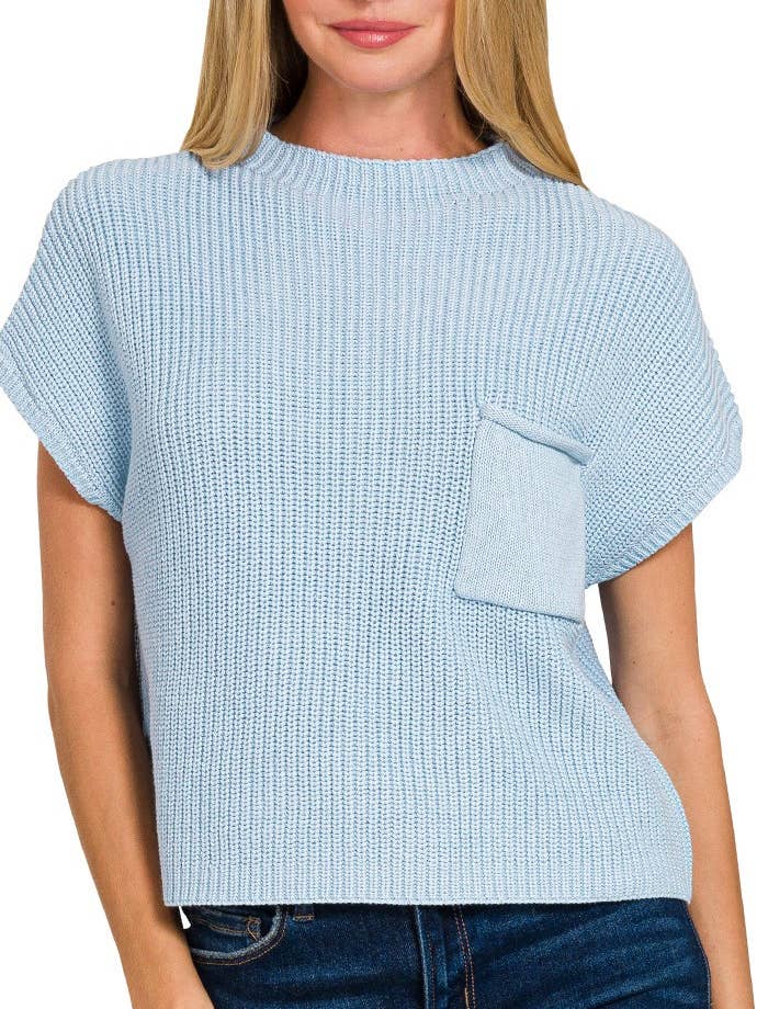 Maglione corto a maniche corte con collo a lupetto per la vendita all'ingrosso da parte di Vanilla Monkey