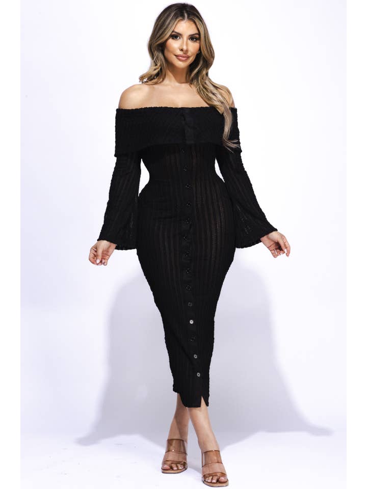 K Too - Wholesale Dress – Women's - Ruffled fabric off shoulder midi dress12