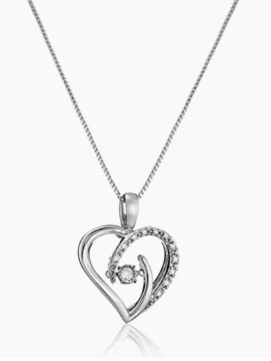 1/10 Carat Dancing Diamond Heart Pendant Necklace for Women for wholesale by Maxcolor LLC