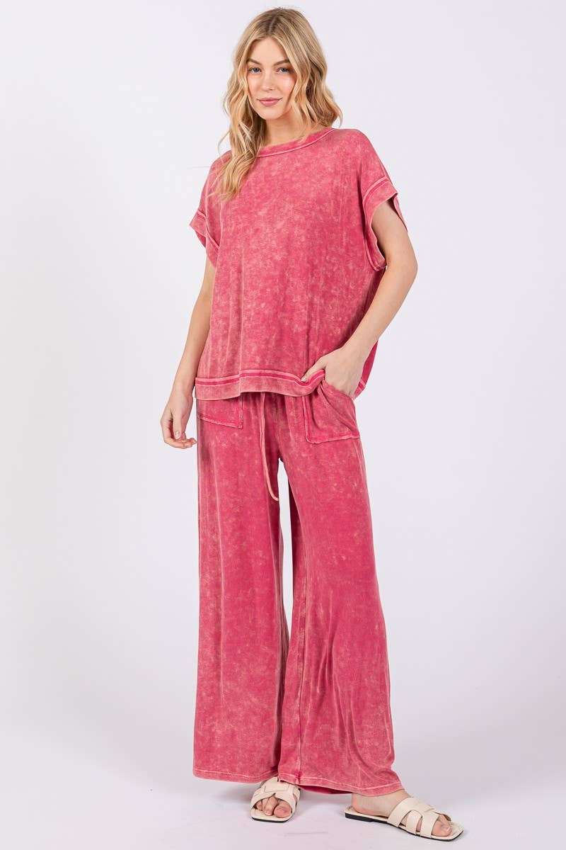 Sewn and Seen - Wholesale Lounge Set - Women's - MINERAL WASHED TOP AND PANTS RIB SETS21