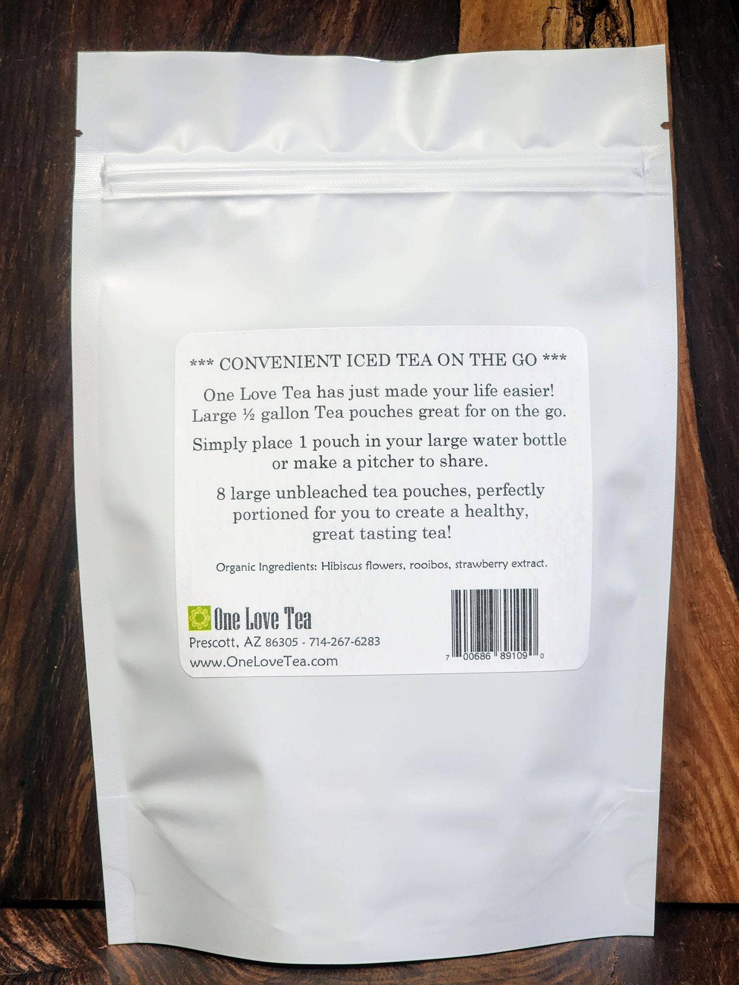 One Love Tea - Wholesale Iced Tea - Happy Hibiscus Caffeine Free Iced Tea pouch2