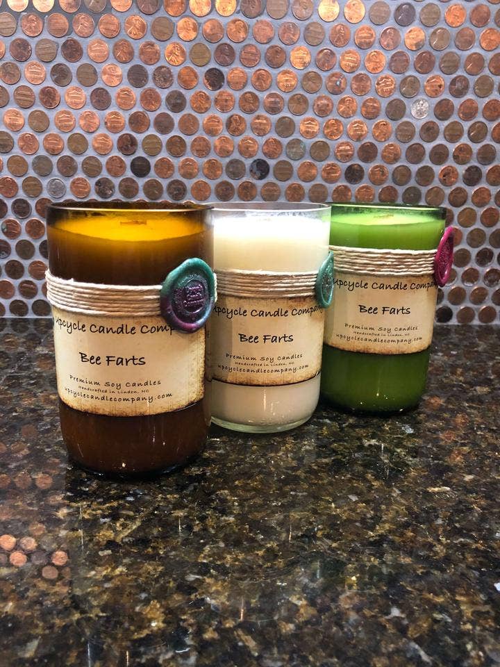 Bee Farts Natural Soy Candle for wholesale by Upcycle Candle Company