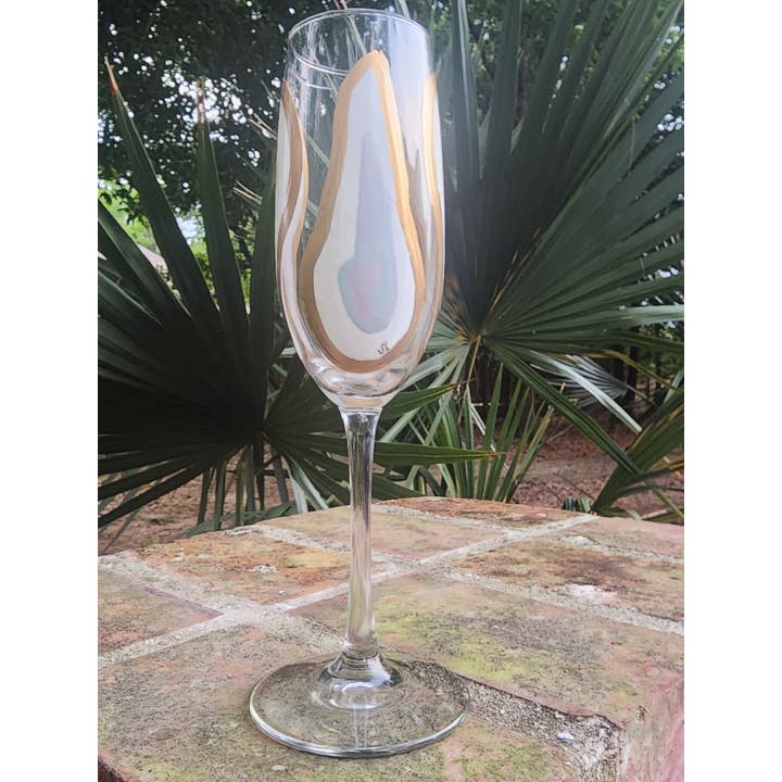 Sugarcane Home - Wholesale Champagne Flute - Oyster Confetti Champagne Glasses