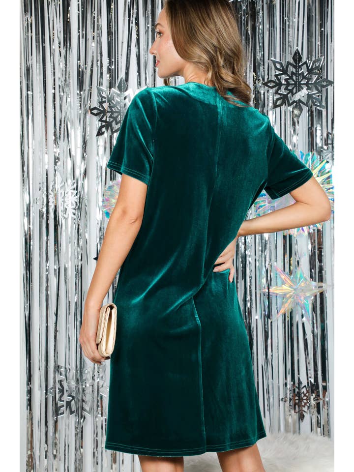 Vine & Love - Wholesale Dress - Women's - Sparkling Sequin Bow Embellished Velvet Dress VD8273718