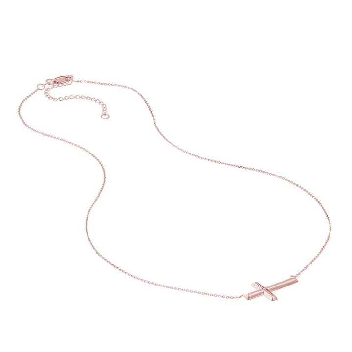 Small Sideways Cross Adjustable Necklace for wholesale by NYMAN JEWELERS