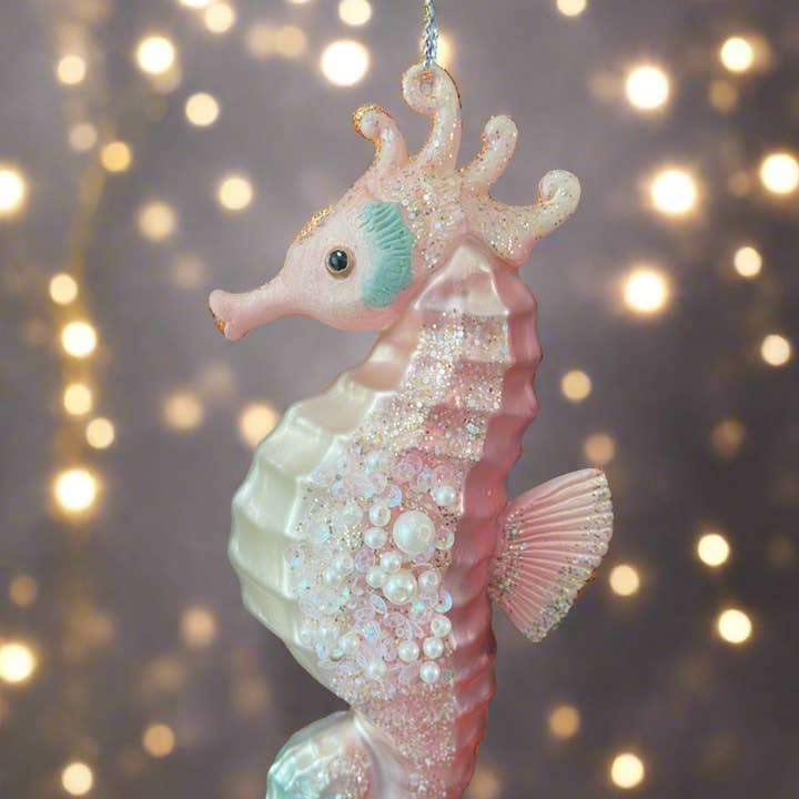 Marissa's Gifts – Großhandel Verzierung – Christbaumkugel aus Glas mit Seepferdchen zum Aufhängen, Weihnachten, Saison, zum Aufhängen aus Glas1