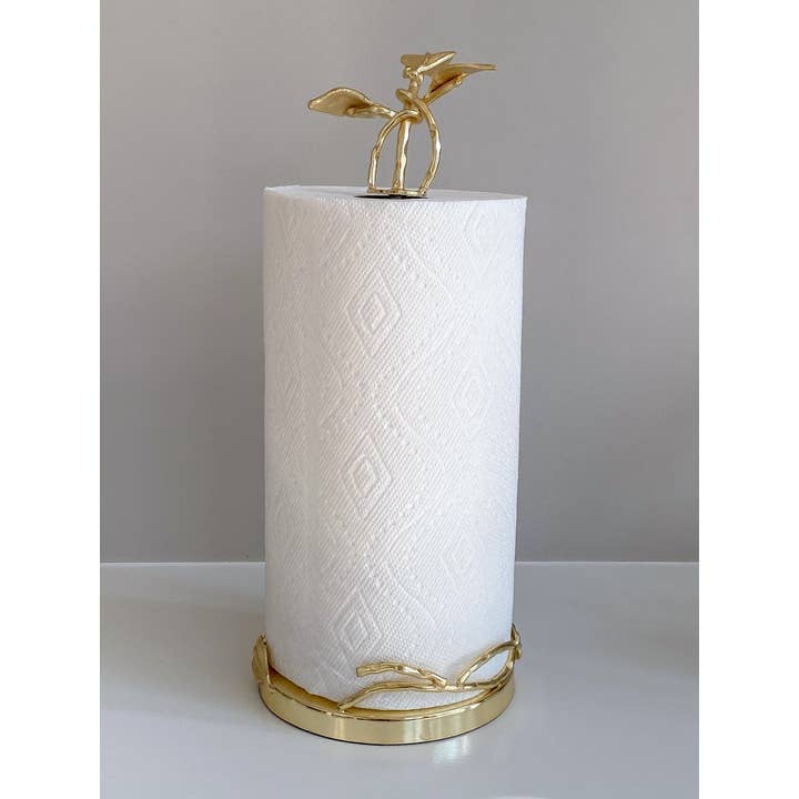 CLASSIC TOUCH DECOR INC. - Wholesale Paper Towel Holder - Stainless Steel Paper Towel Holder with Gold Leaf Design