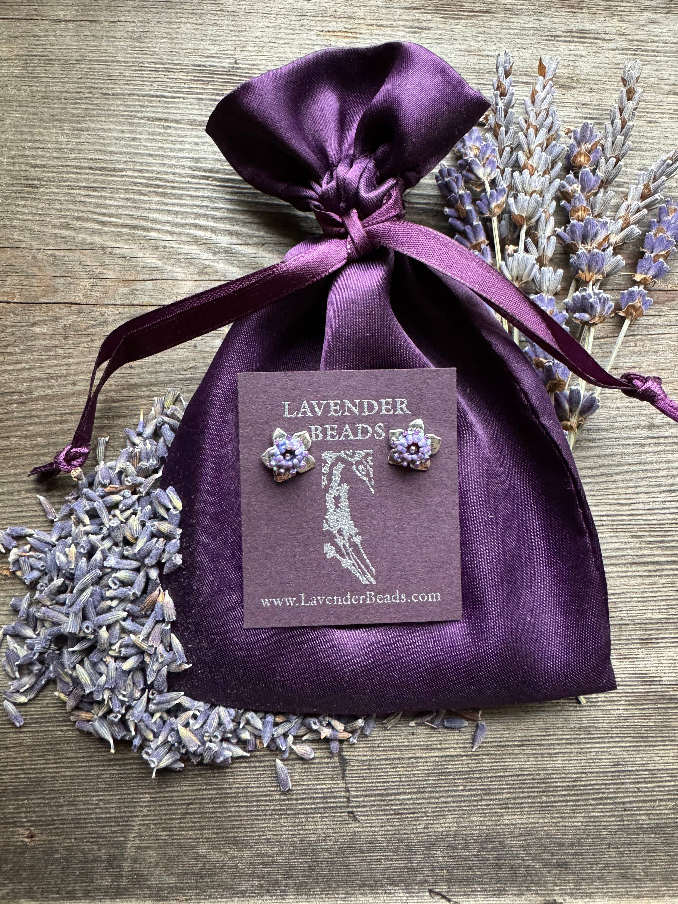 Lavender Beads - Wholesale Stud/Post Earrings - Lavender Bud Studs Handcrafted Glass, Silver Post Earrings1