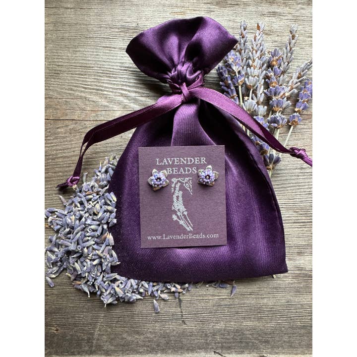 Lavender Beads - Wholesale Stud/Post Earrings - Lavender Bud Studs Handcrafted Glass, Silver Post Earrings1