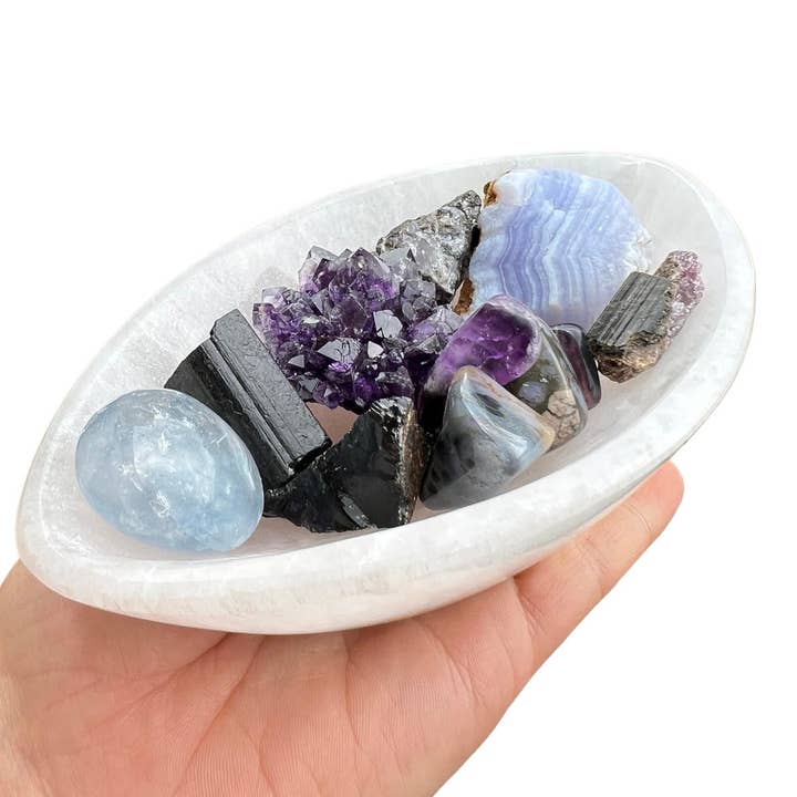 New Moon Beginnings - Wholesale Crystal Charging Plate - Selenite Bowls (10 Options!) Selenite Crystal Charging Bowls2