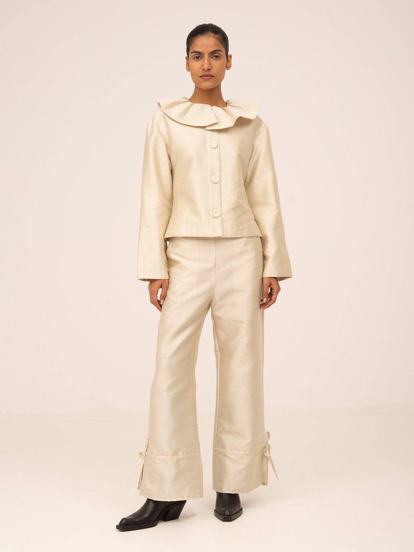 CARMEN SAYS - Vendita all'ingrosso Pantalone - Donna - Pantaloni Scintillanti Crema Clown5