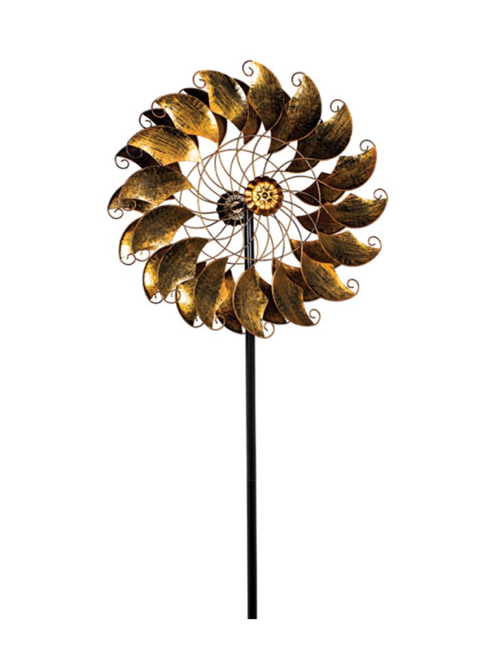 Kinetic Wind Spinner Stake - Bronze Petals for wholesale by Bear Den