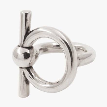 Omega-shaped ring made of silver-plated brass for wholesale by CXC