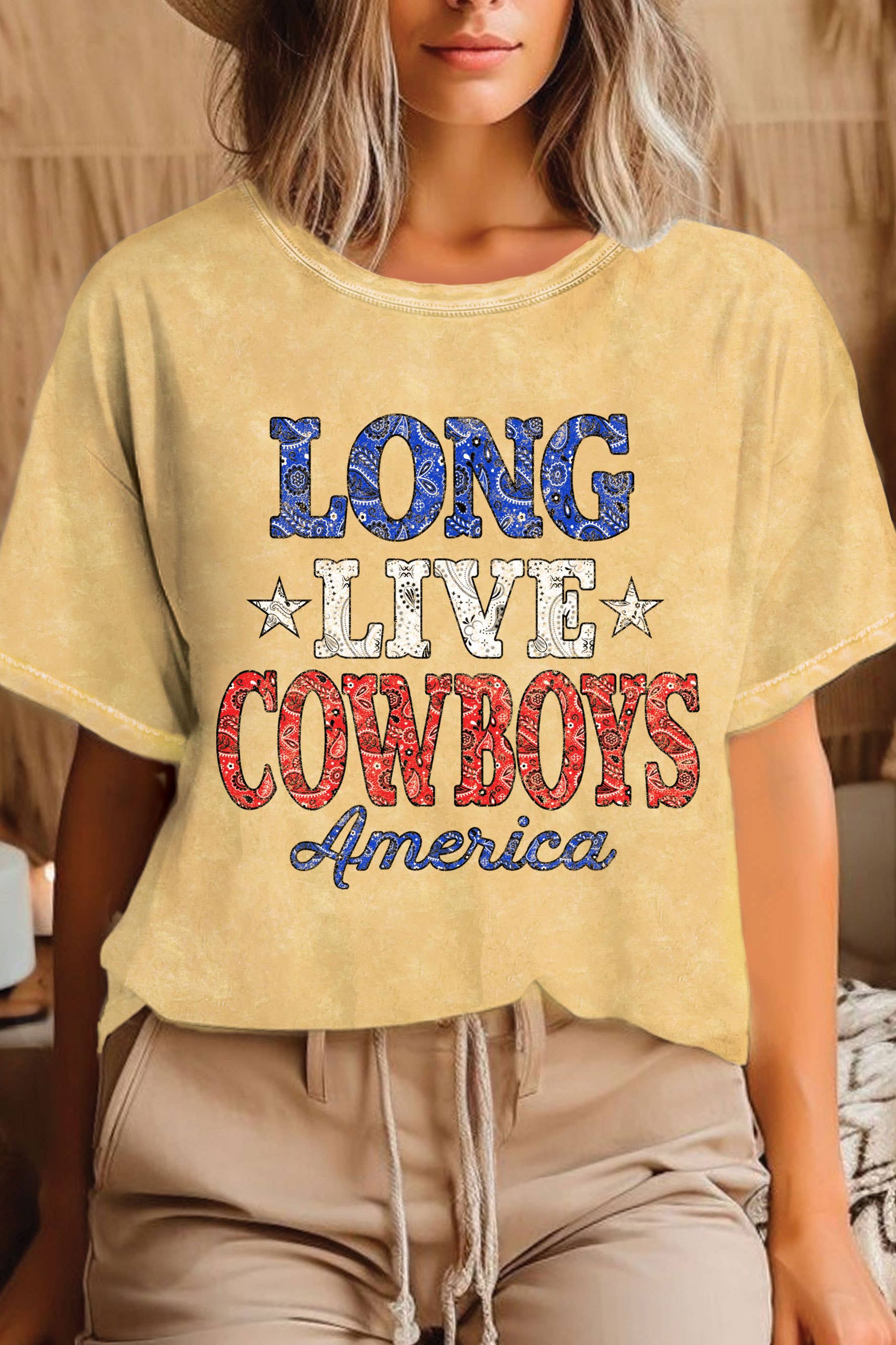 Rustee Clothing – wholesale Screen printed t-shirt – Women′s – LONG LIVE COWBOY BANDANA MINERAL GRAPHIC TSHIRTS4