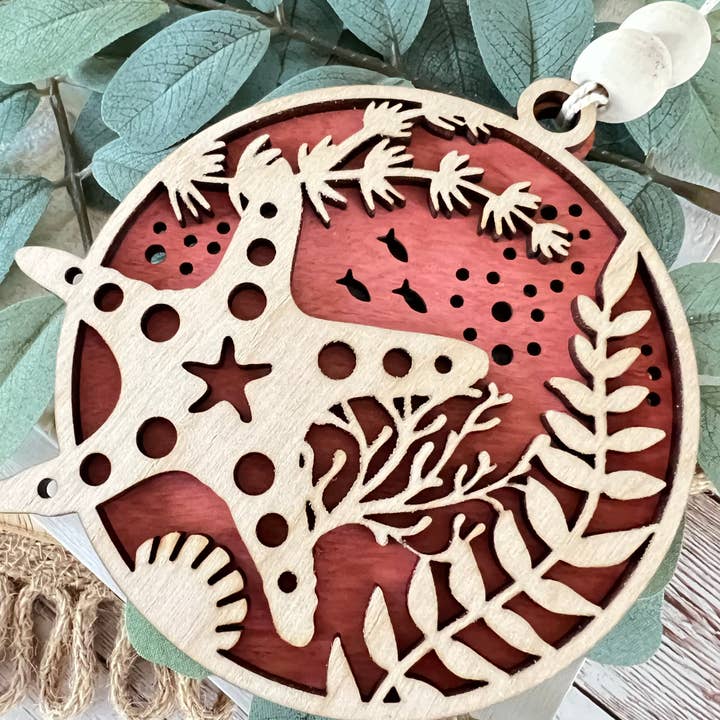 Wood hand painted ornament bag tag gift tag for wholesale by Seasideblooms