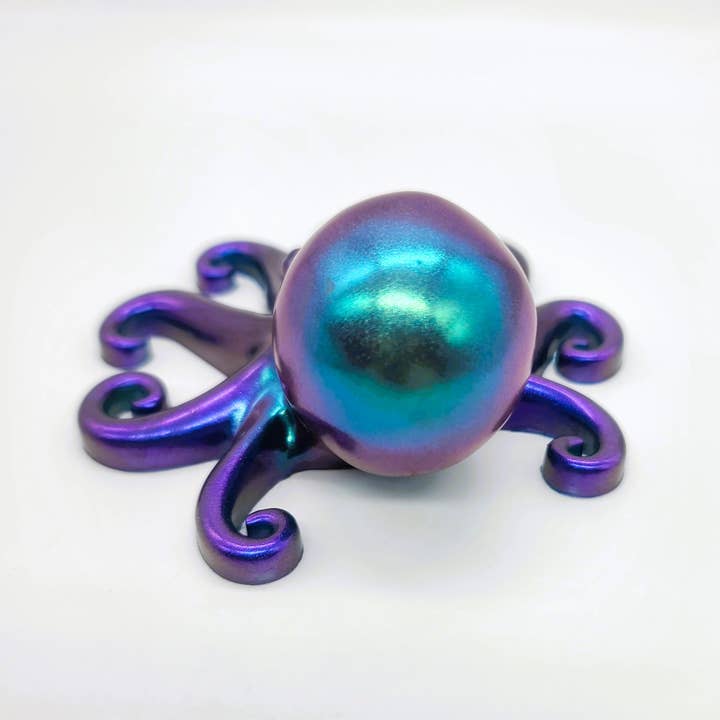 Slightly Askew Art - Wholesale Decorative Tabletop Object - Eco-Friendly Epoxy Resin Octopus with Holographic Mica5