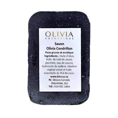 Aktivkohle-Seife Olivia Cendrillon für den Großhandel von Biocos Canada