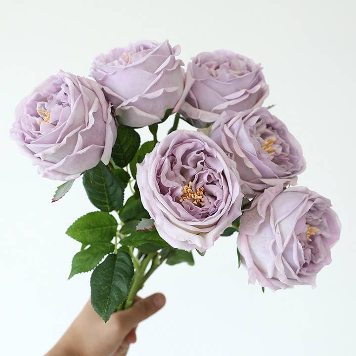 Sweet Home Deco - Wholesale Artificial Flowers - 17''T Faux-Ever Real Touch Rose Spray, Spring Austin Rose