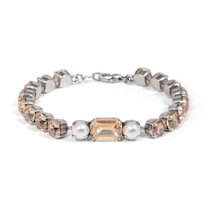 Golden Pearl Crystal Anklet for wholesale by Coravana Jewelry