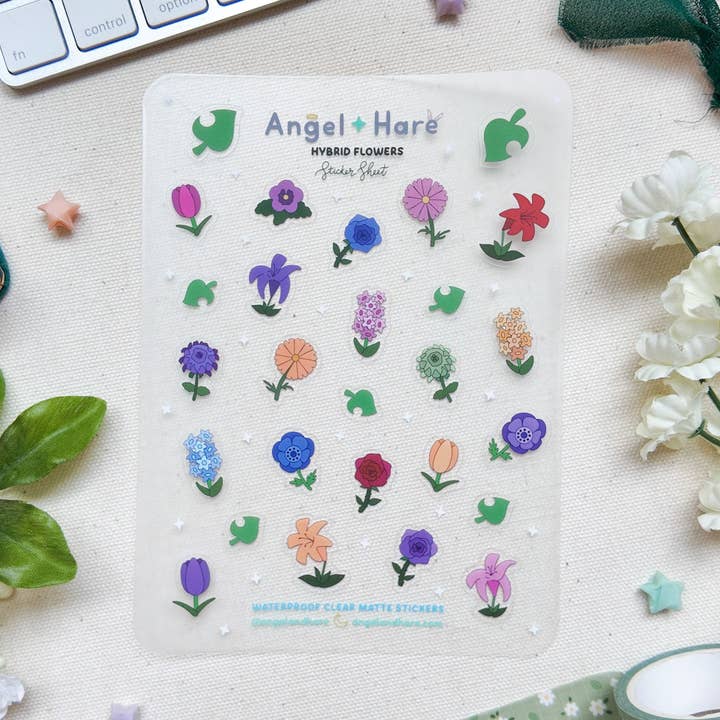 Hybrid Flowers Waterproof Sticker Sheet for wholesale by Angel + Hare