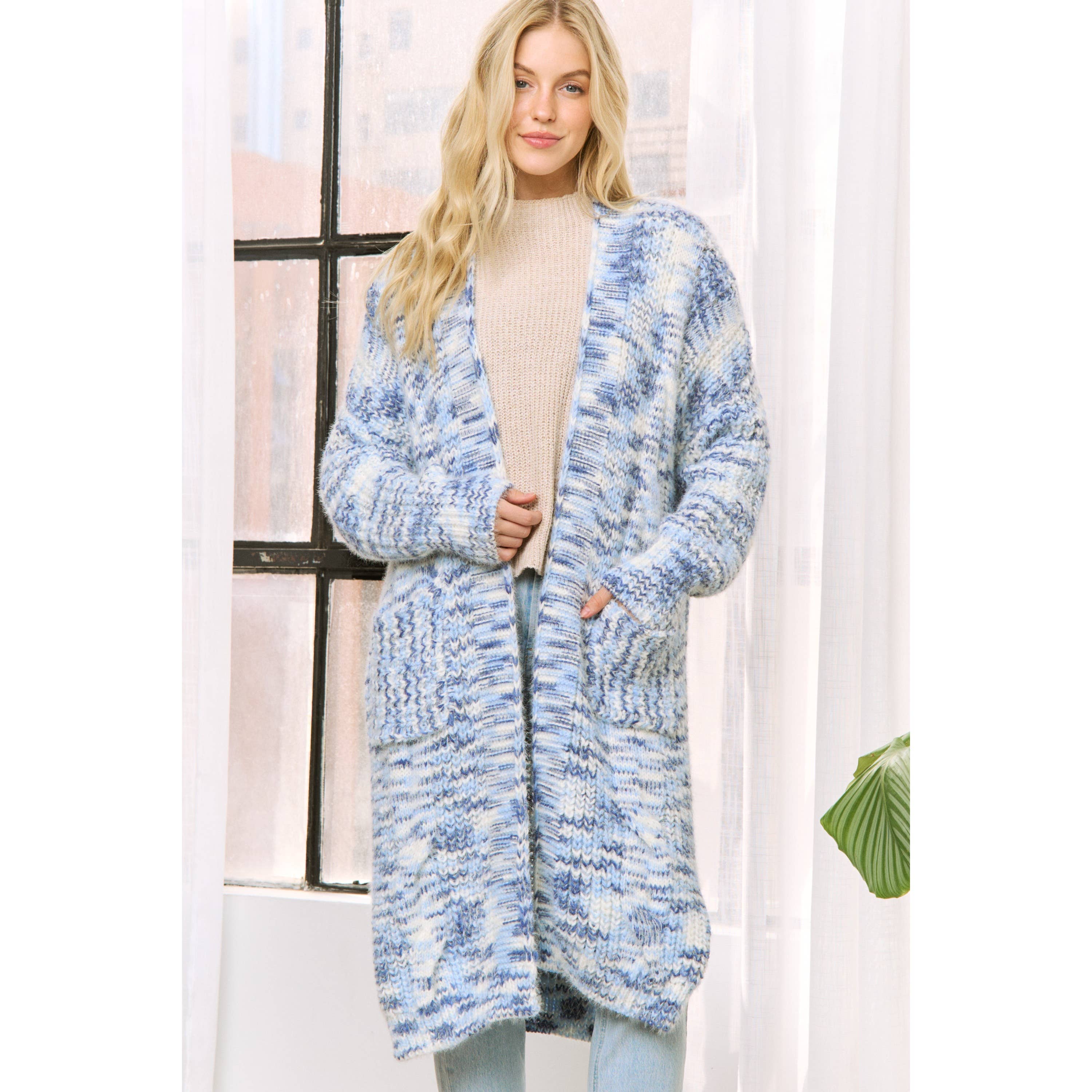 Sweet Generis - Wholesale Cardigan - Women's - SPACE DYED YARN LONG CARDIGAN DUSTER12