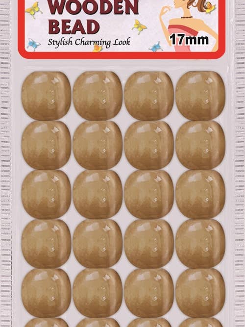 PERLA DE MADERA DE 17 MM (BEIGE) para venta al por mayor de MI Hair Distribution