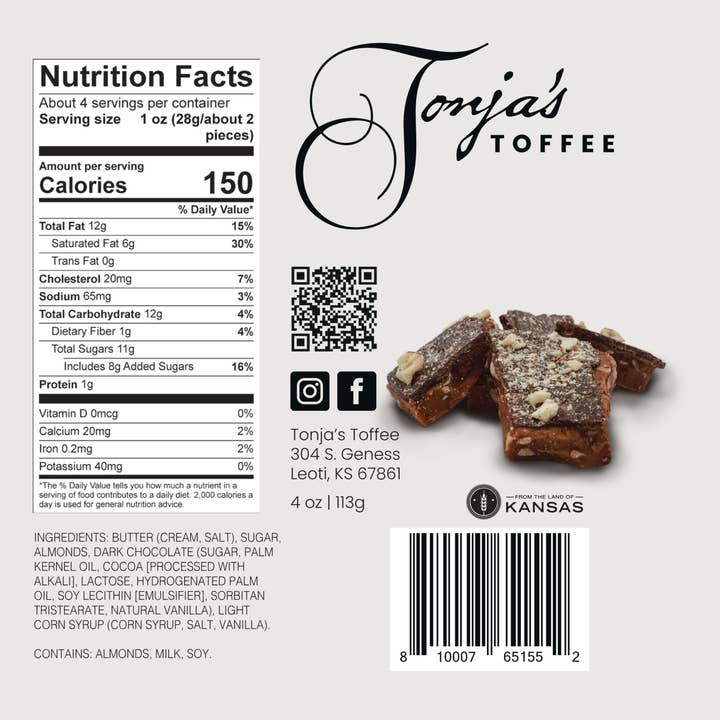 Tonja's Toffee - Wholesale Toffee - Dark Chocolate Almond Toffee2